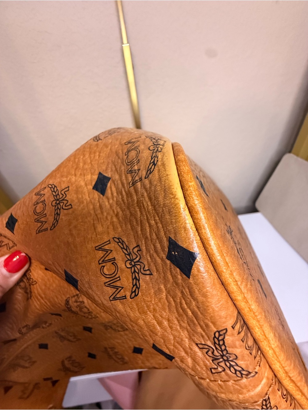 MCM Cognac Tote with Orange Center Stripe - Picture 14 of 16